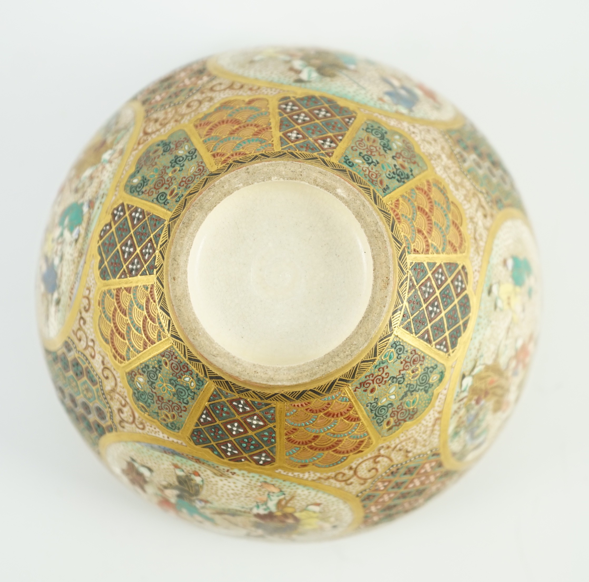 A Japanese Satsuma pottery ‘thousand butterfly’ bowl, Meiji period, 11cm diameter